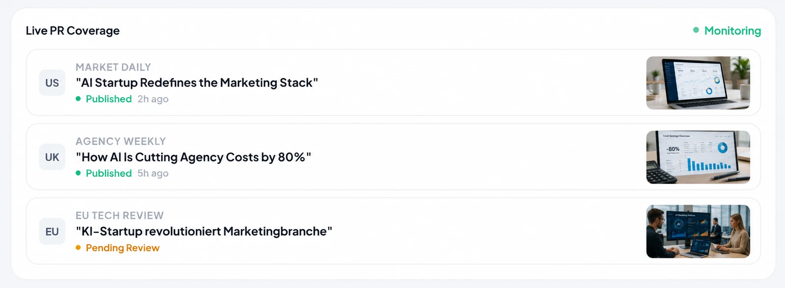Live PR coverage monitor